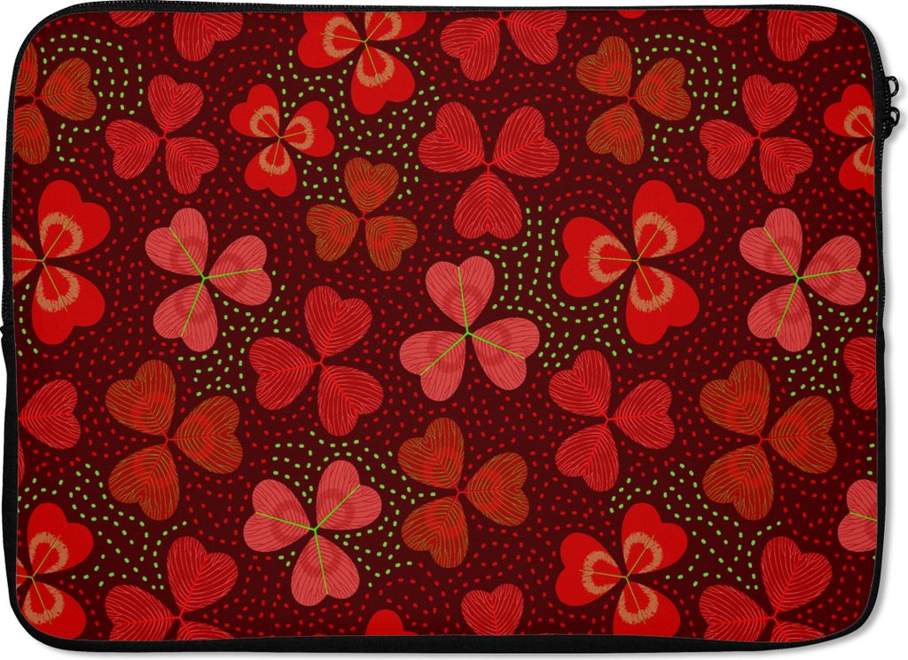 MuchoWow Laptop Hülle 13 Zoll Muster - Klee - Rot Laptoptasche - Laptophülle - Sleeve - Rundumschutz