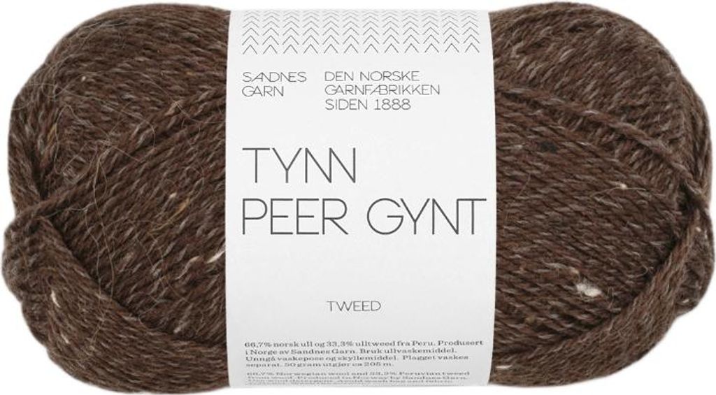 Sandnes Tynn Peer Gynt 50g - Norwegische Wolle 3085 dark brown tweed