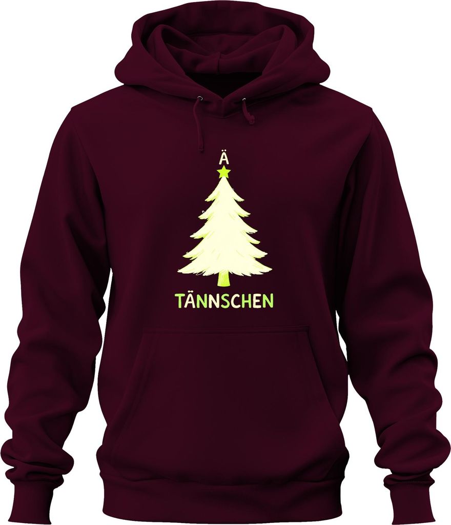 Ä TÄNNSCHEN Weihnachtsbaum Lustig Weihnachten Tannenbaum Kinder Uni Hoodie Kapuzenpullover, Burgundy, M