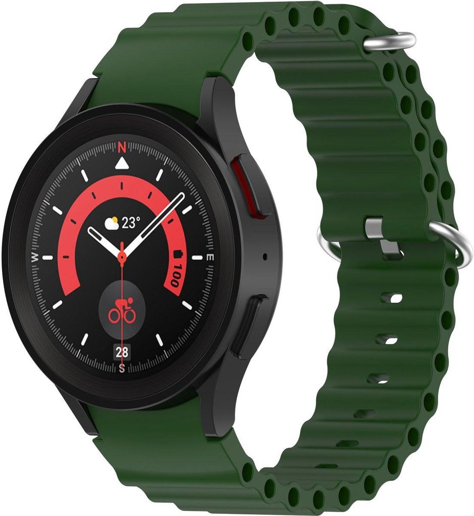 FFO2World Ocean Silikon-Ersatzarmband – Nahtlose Eckverbindung – 20 mm für Samsung Galaxy Watch 7/6/5/4 (Classic/Pro) – Ersatzarmband – Grün