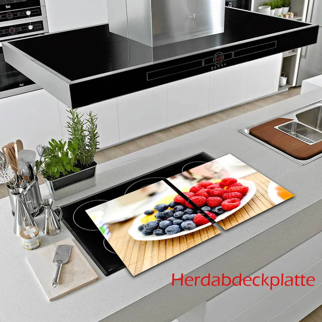 Protezione Piano Cottura Vetroceramica 2x 40x52 cm Vetro Decorato - 13