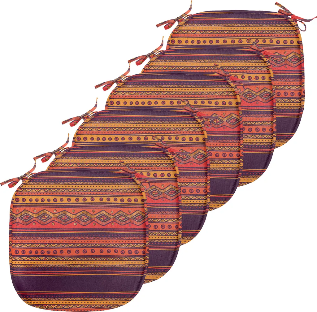 Coussin de chaise anti-glisse et imperméable 40x40 cm lot de 6 orange
