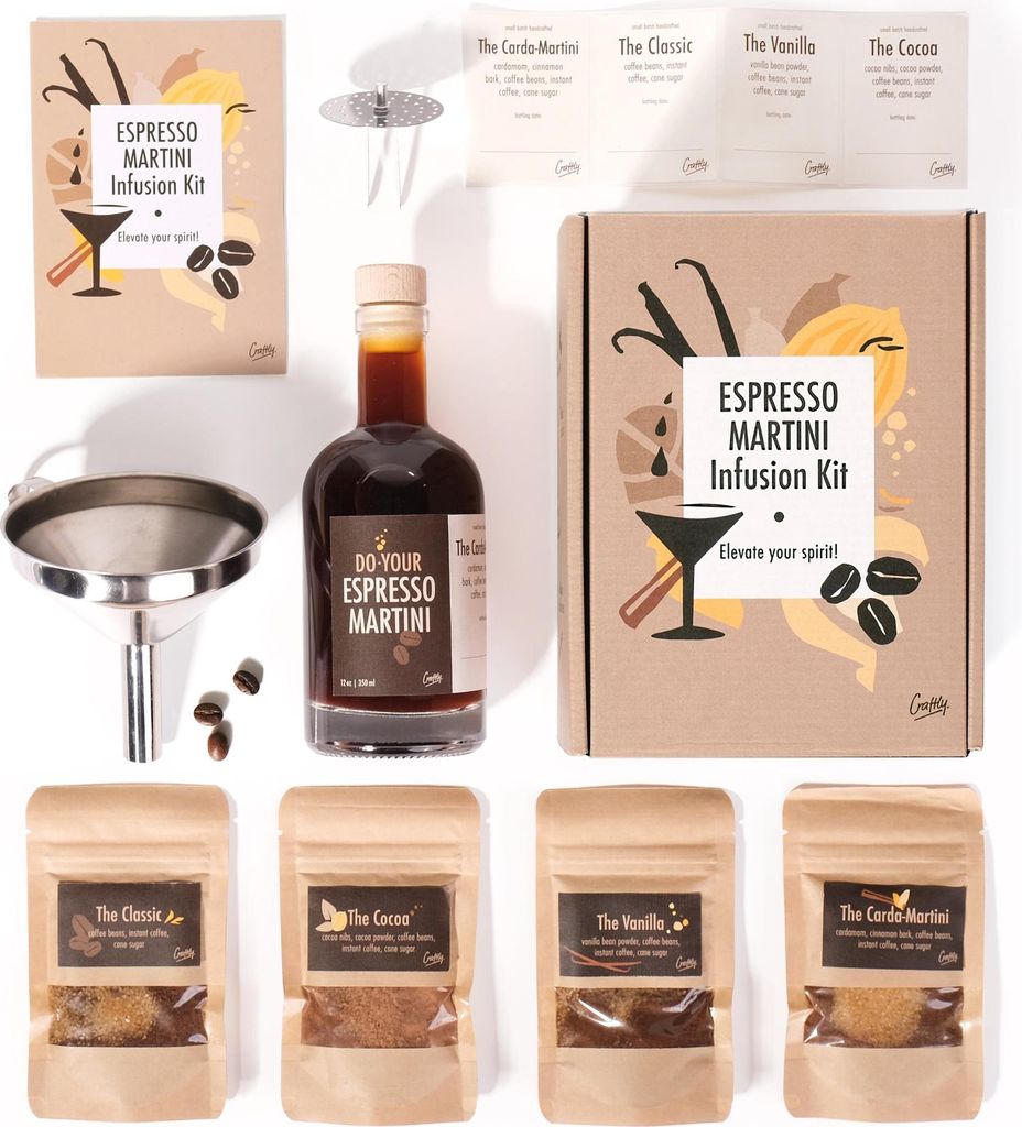 Espresso Martini Set | Cocktail Infusionsset | Geschenkset für Cocktail Liebhaber | Geschenk für Männer & Frauen