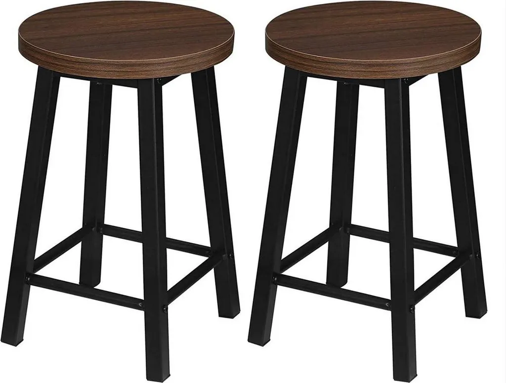 Tabourets de Bar Industriels 45 cm Marron et Métal Noir - Lot de 2