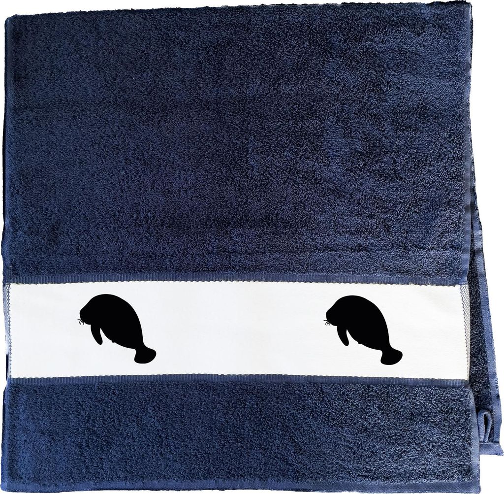Huuraa Handtuch Seekuh Silhouette 50x100cm French Navy Baumwolle Handtuch Geschenkidee