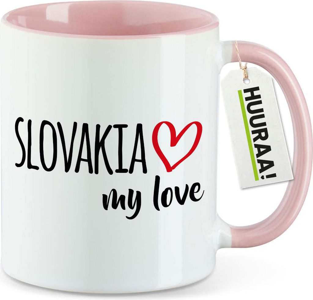 Huuraa Kaffeetasse Slovakia my love 330ml Rosa Keramik Kaffeebecher Geschenkidee