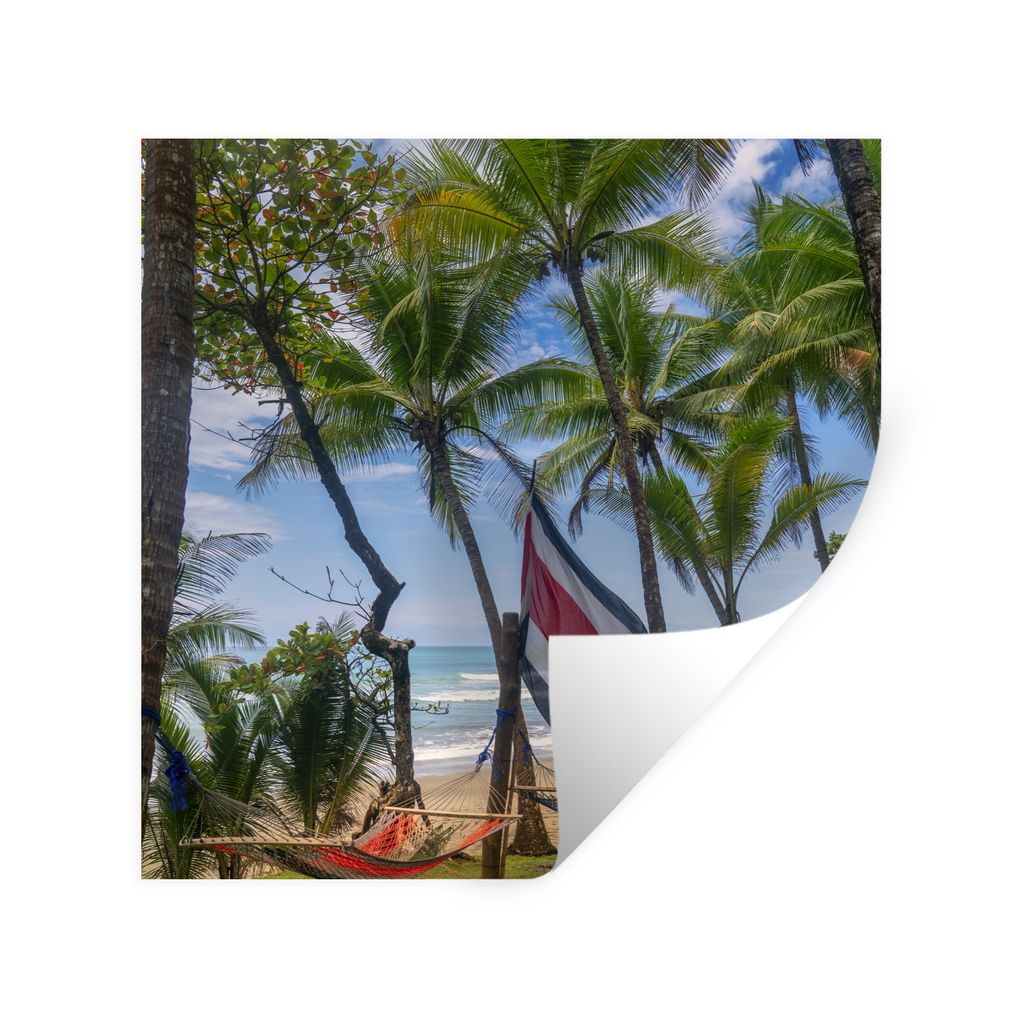 MuchoWow Wandtattoo Wandsticker Wandaufkleber Flagge von Costa Rica zwischen den Bäumen des Corcovado-Nationalparks 50x50 cm Selbstklebend und R...