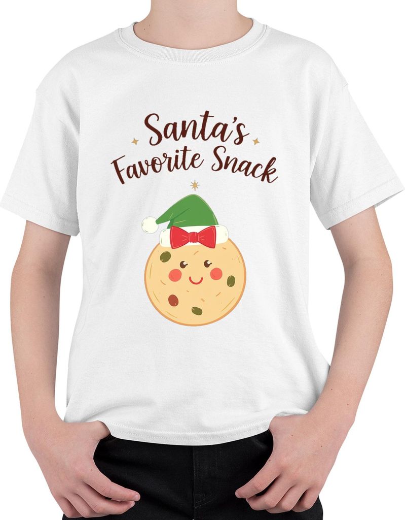 Santa's Favorite Snack Weihnachten Keks Geschenk Lustig niedlich Uni Kinder T-Shirt, Weiß, 152