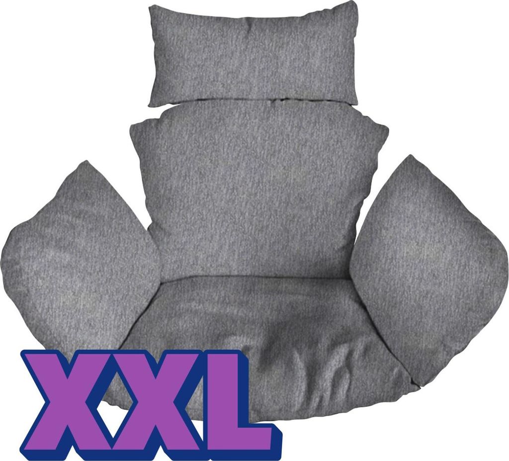 Hängesessel Kissen, XXL, Polster, Auflage für Polyrattan & Rattan Hängeschaukel, Rückenkissen für Hängesitz, Leinen [114]