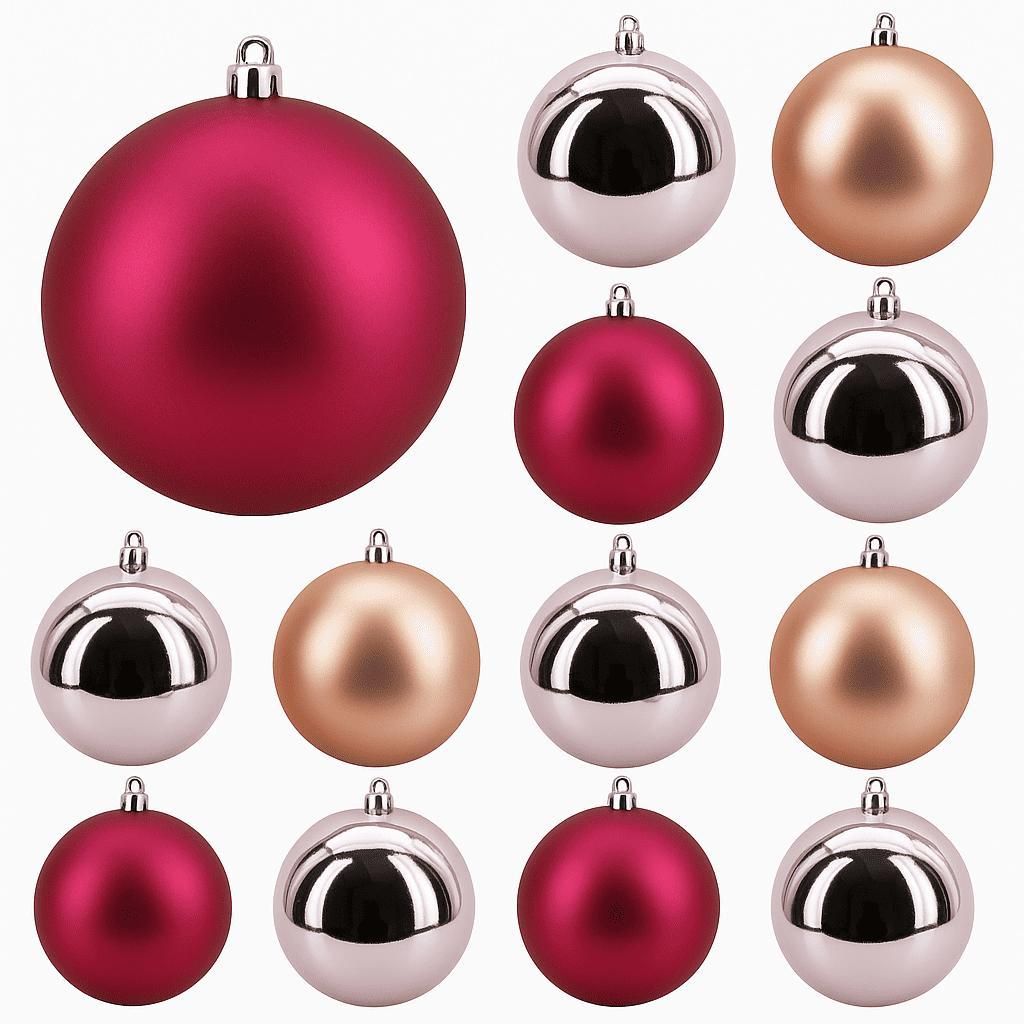 24 Weihnachtskugeln für Draußen Christbaumkugeln Outdoor Kugeln Ø10cm Rosa Pink