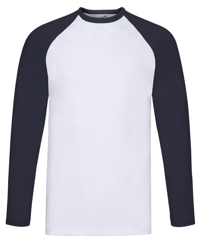 Fruit of the Loom - "Baseball" T-Shirt für Herren Langärmlig LT1783 (S) (Weiß/Marineblau)
