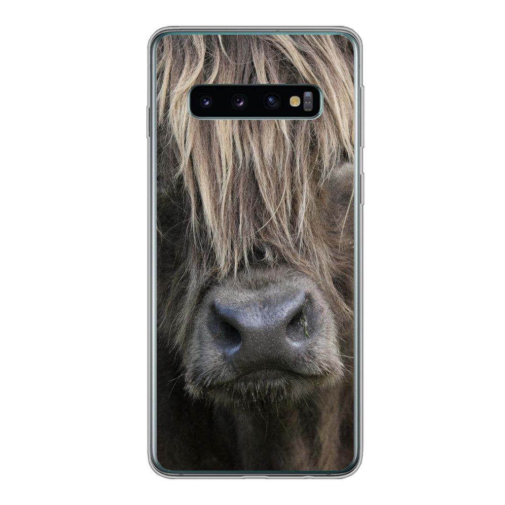 MuchoWow Handyhülle Schutzhülle Hülle für Samsung Galaxy S10 Schottischer Highlander - Braun - Nase Silikon Softcase Handy Hülle - Handytasche