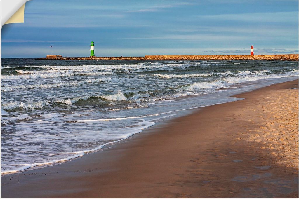 ARTland Wandbild, selbstklebend Mole an der Ostsee in Warnemünde Größe: 30x20 cm