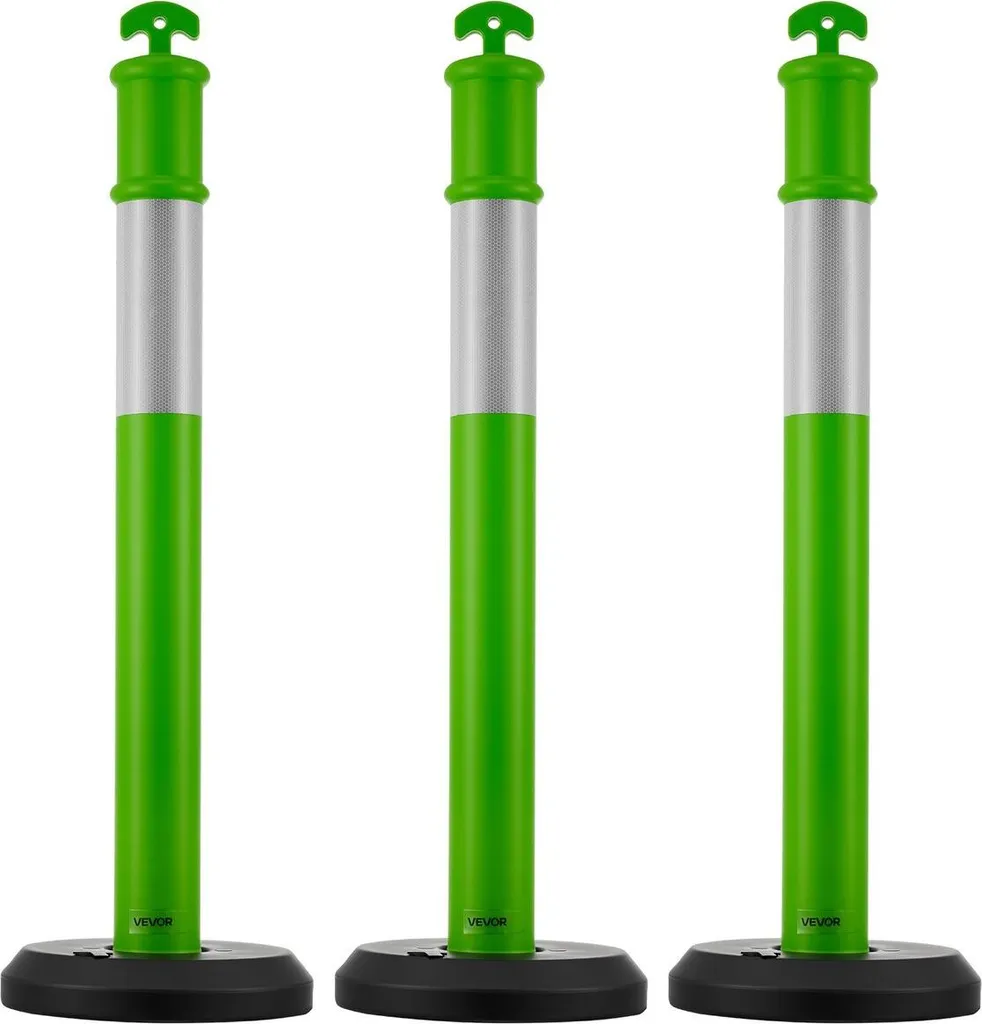 3 Paletti Delimitatori Traffico 114cm con Base Stabile e Rifrangenti - 9