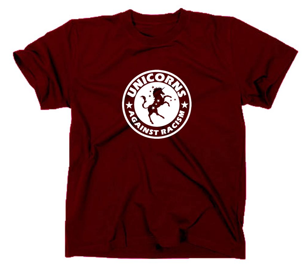 Styletex23 T-Shirt Unicorns Against Racism Fun, maroon, M