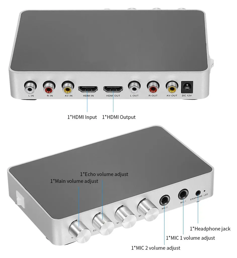 Table de mixage numérique HD 4K pour karaoké avec entrées microphones