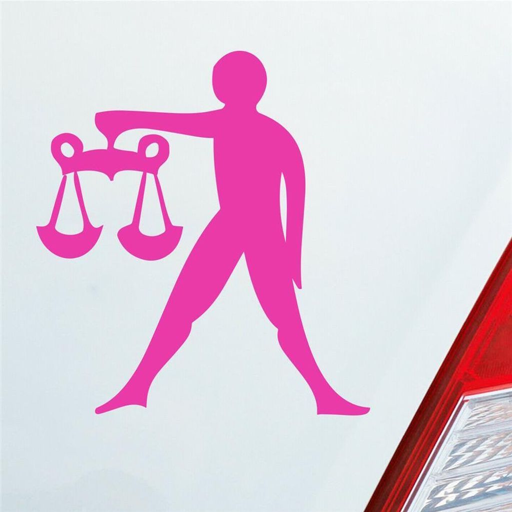 Auto Aufkleber Sternzeichen Waage PKW Car KFZ Roller 9x10 cm Pink Sticker Heckscheibenaufkleber