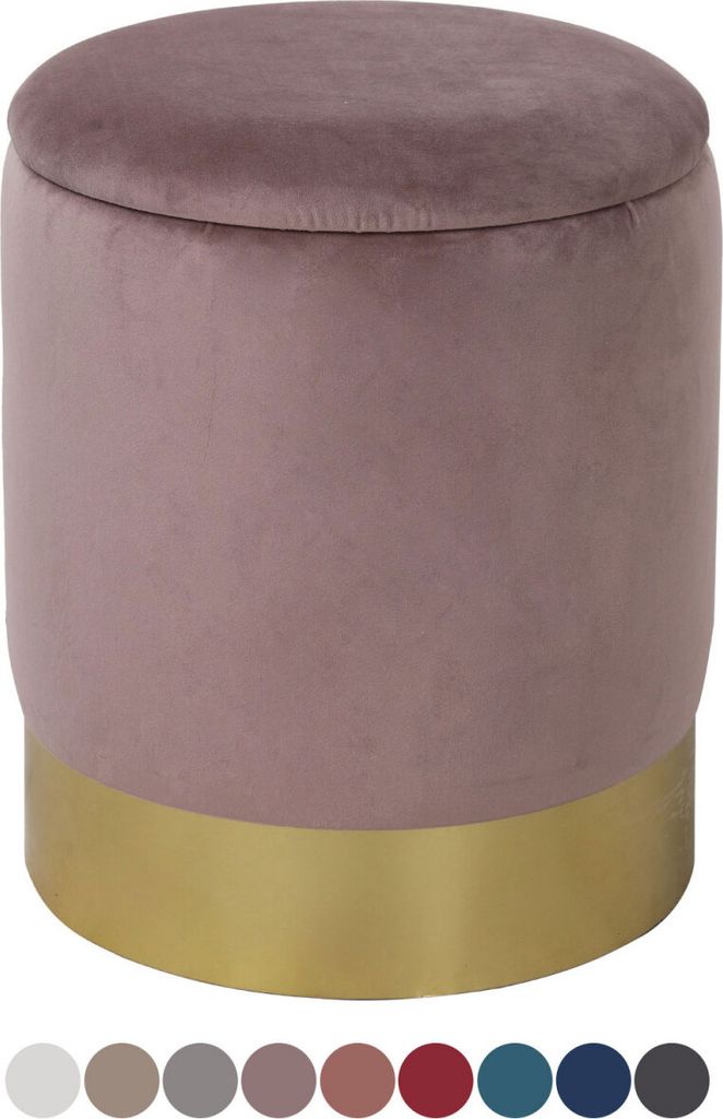 Soma Samthocker Sitzhocker Samt Pouf Sitzpouf Velour Hocker Hochwertig mit Stauraum u. Deckel Ø 31 H 38 c (BxHxL) 31 x 38 x 31 cm zartlila