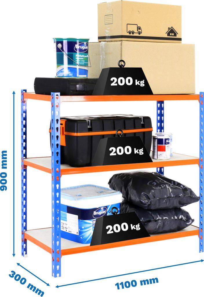 MADERCLICK SUPERPLUS 3/300 900 BLAU/LARANJA/MAD Metallregal