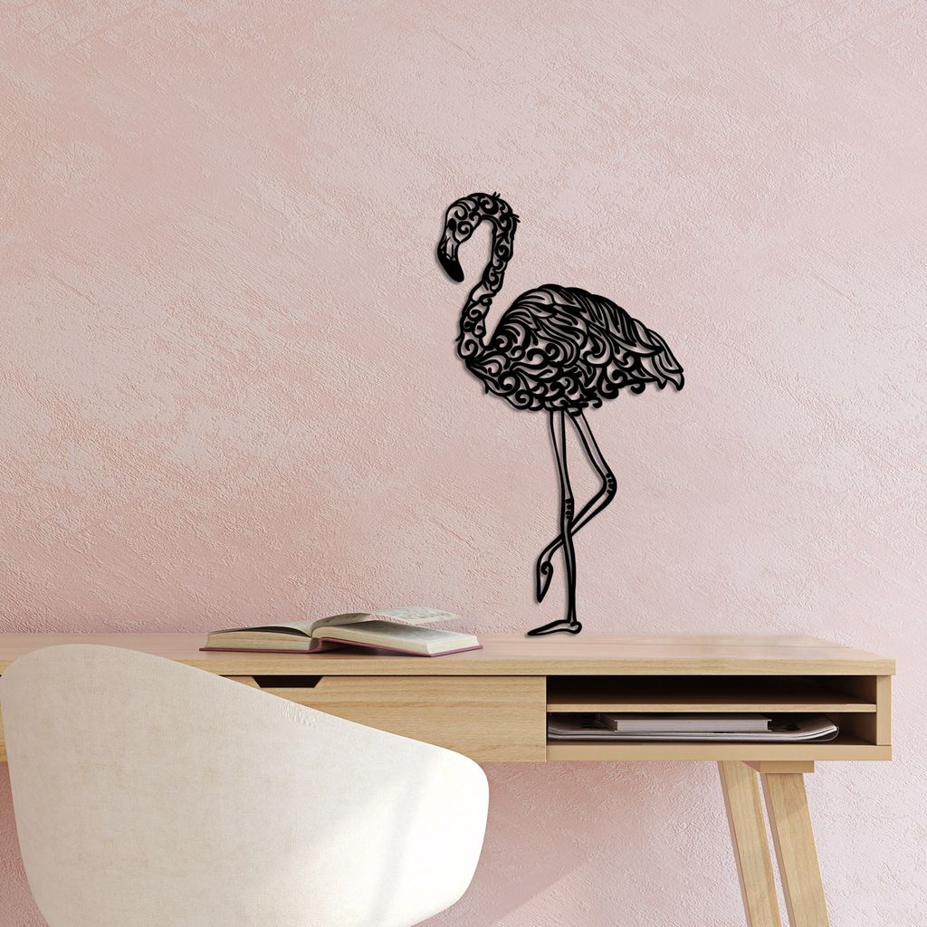 Wallity, Flamingo 18, Dekoratives Wandaccessoire aus Metall, 100 % METALL, Schwarz, 50 x 27 cm