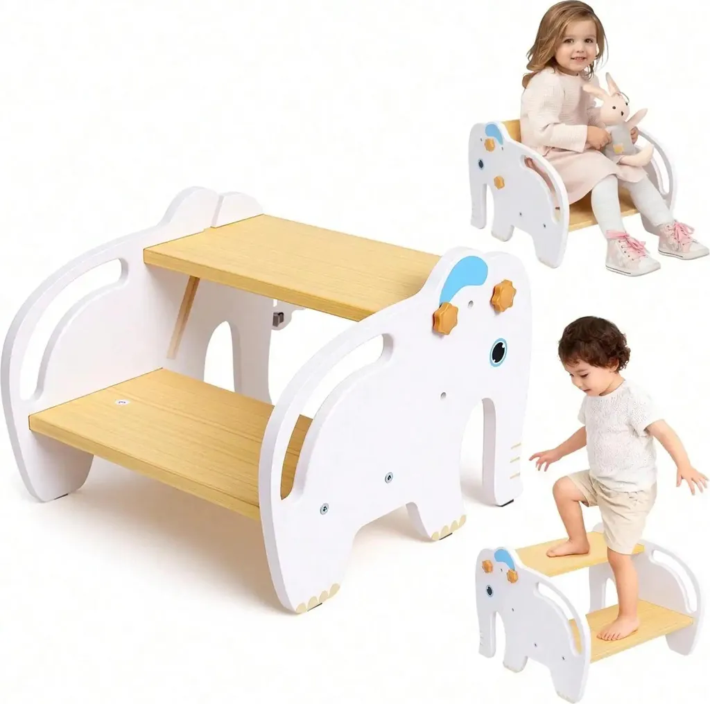Marchepied Enfant Sécurisé 2 en 1 Blanc - Fini les Lavabos Trop Hauts