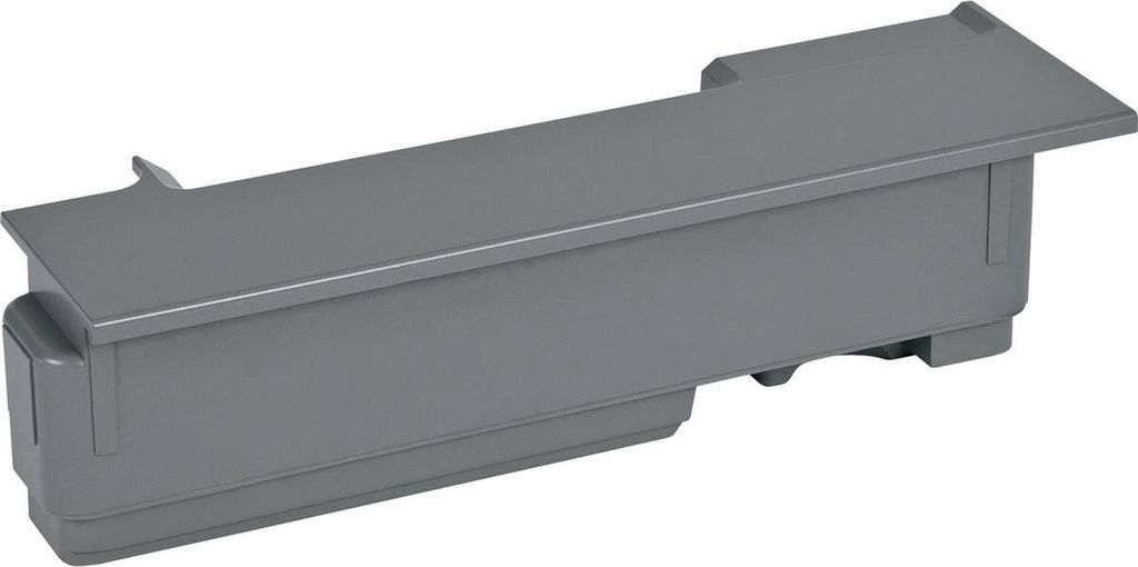 A gray toner waste collector for a Lexmark printer.
