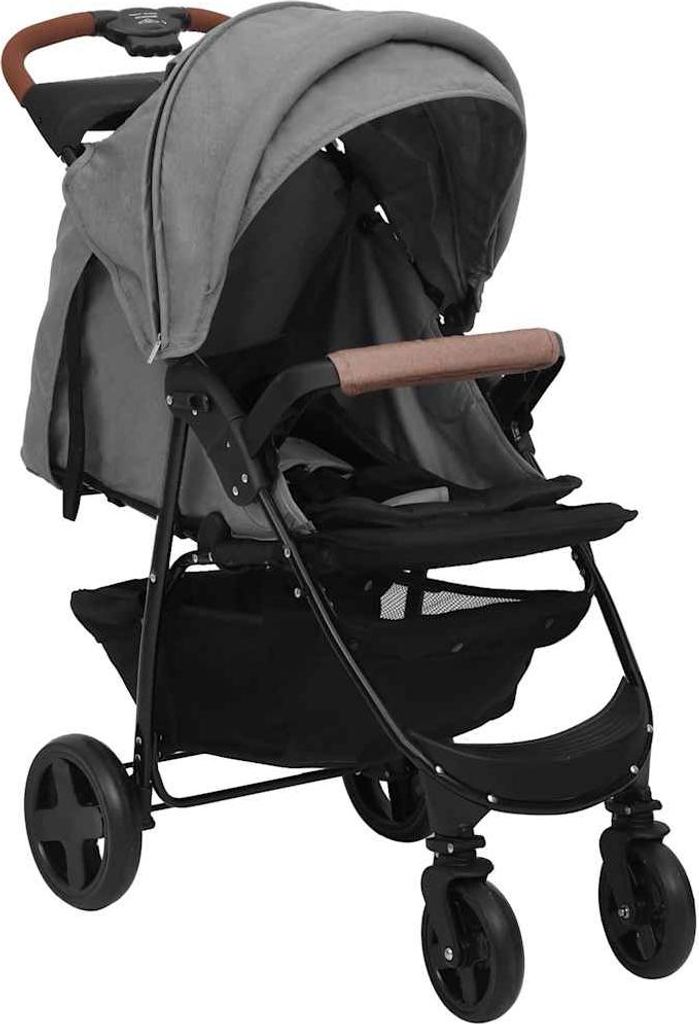 vidaXL 3-in-1 Kinderwagen Hellgrau Stahl
