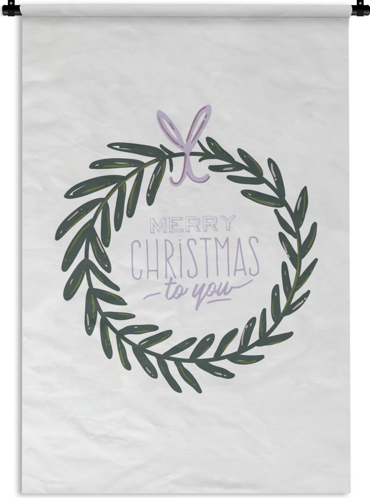 MuchoWow Wandteppich Wandbehang Sprichwörter - Zitate - 'Frohe Weihnachten für Sie 90x135 cm Tapisserie Dekoration Wandtuch - Baumwolle - Wands...