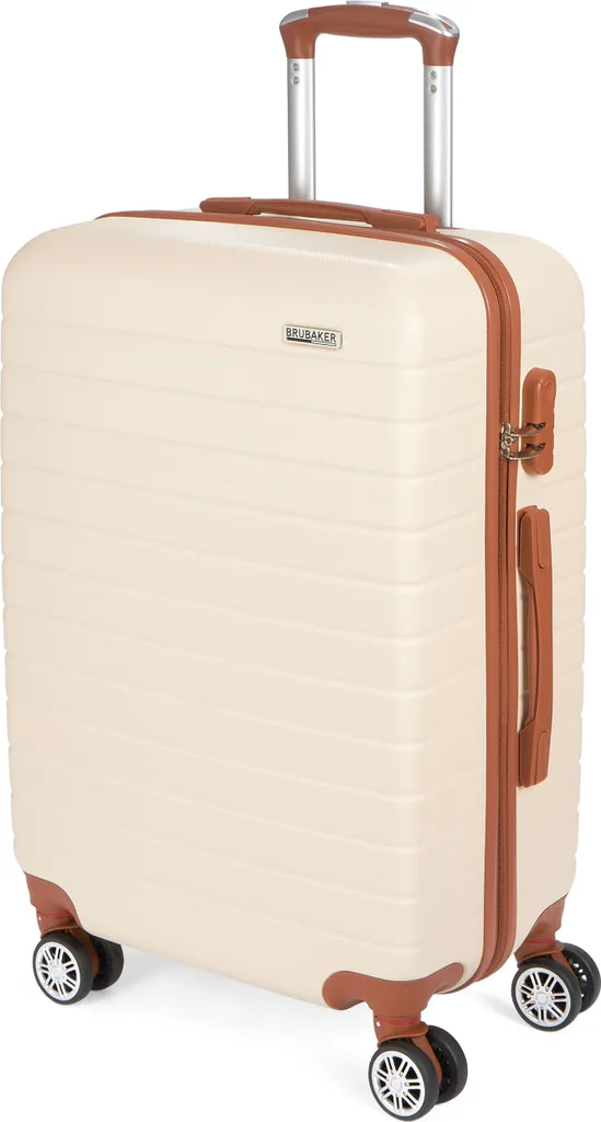 Valise rigide Paris BRUBAKER taille L crème et marron à 4 roulettes