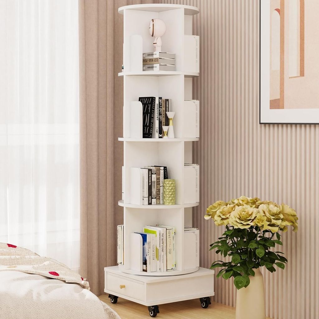 Drehbares Bücherregal,Bücherschrank Standregal mit Rollen Produktbild 