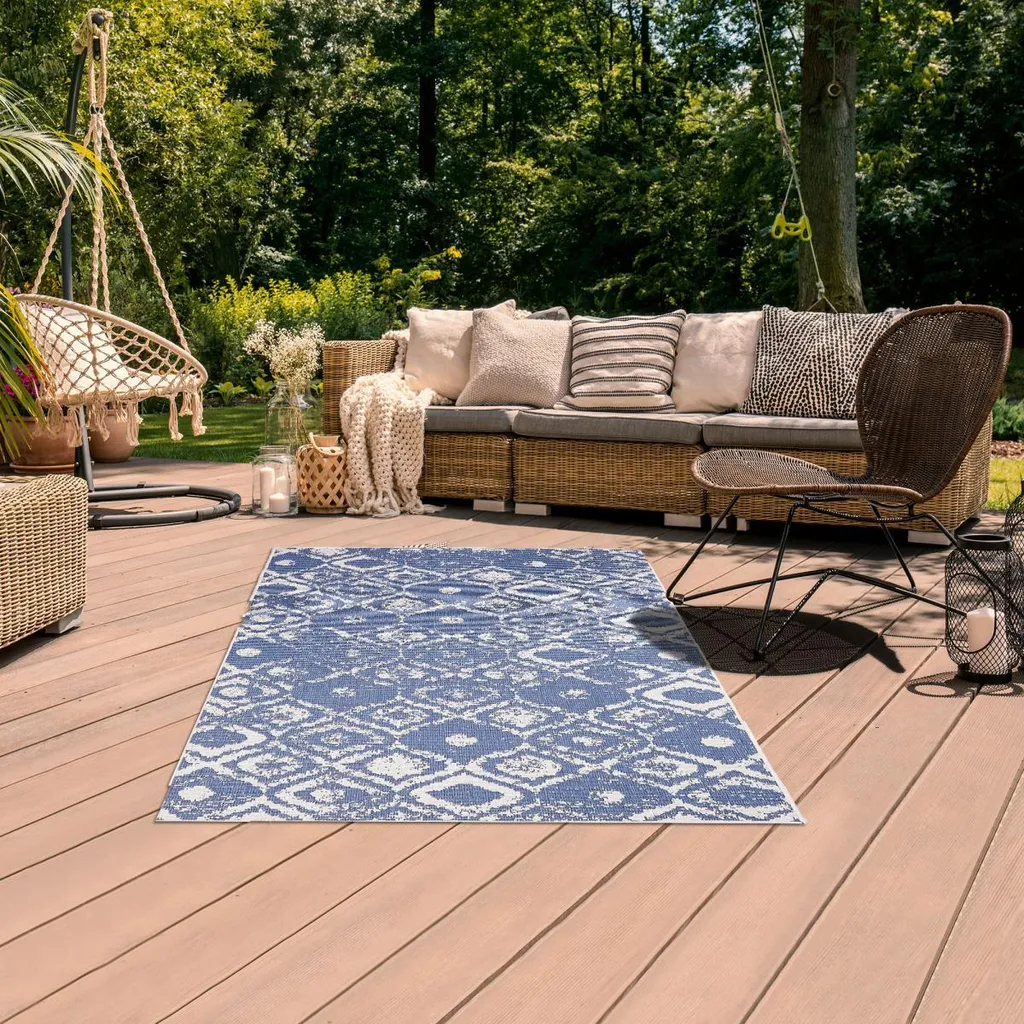 Tapis de jardin réversible Kelim EX1 SAM pour terrasse et balcon chic - 7