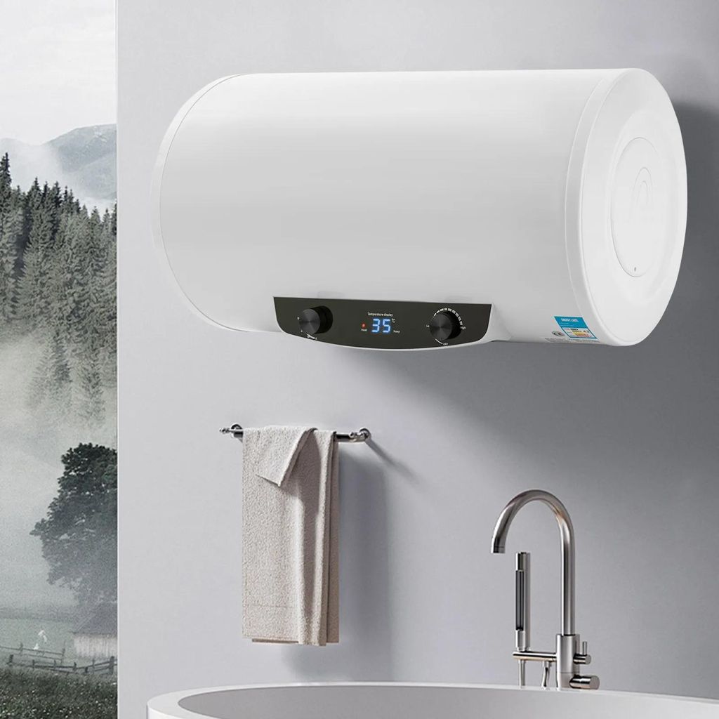 Elektrischer Warmwasserspeicher, horizontal, 220V, hellgelb, LED-Display, temperaturregelbar