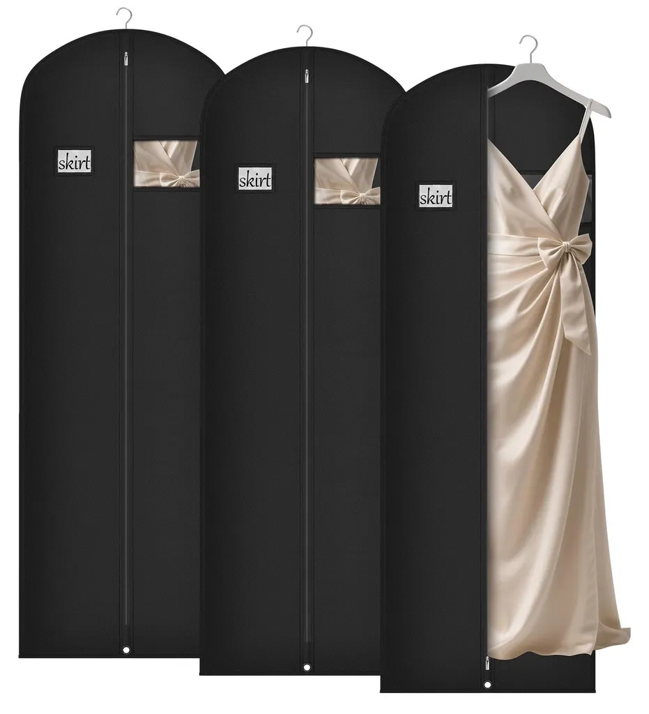 Housse de rangement vêtements 60x182 cm respirante lot de 3 pour robes