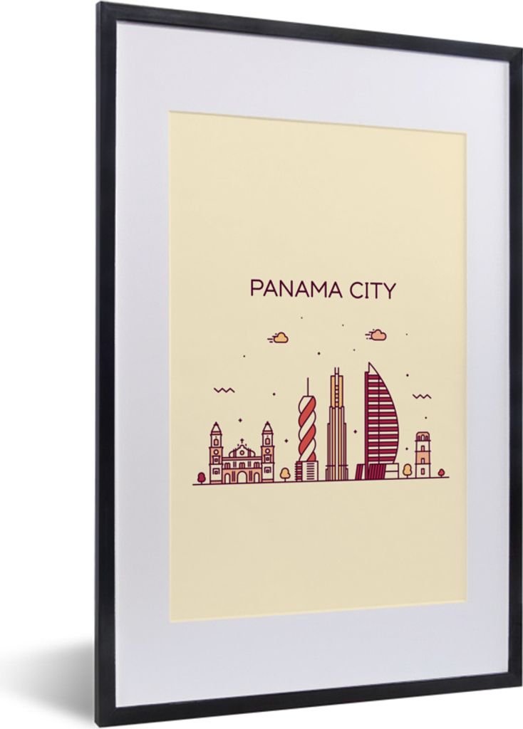 MuchoWow MuchoWow Gerahmtes Poster Panama - Skyline - Südamerika 40x60 cm - Poster mit zchwarzem Bilderrahmen - Poster in Rahmen