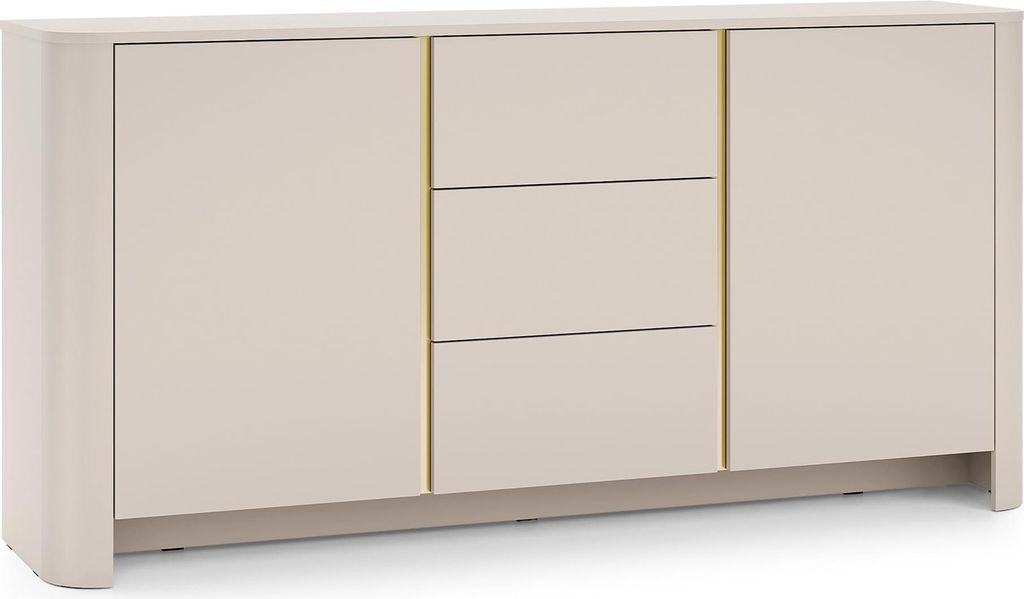 Komodee, Kommode AMOS KSZ168 - Cachemire - Abgerundet - Leises Schließen - Schubladen - Breite 103 cm, Höhe 132 cm, Tiefe 39 cm