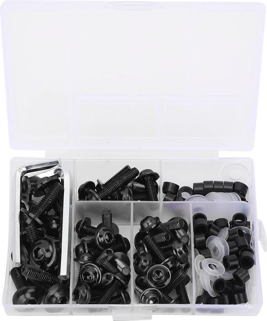 158pcs/Set Universal Verkleidungsschrauben Bolzen Dichtungsschlüssel Kit Motorrad -Zubehörblack