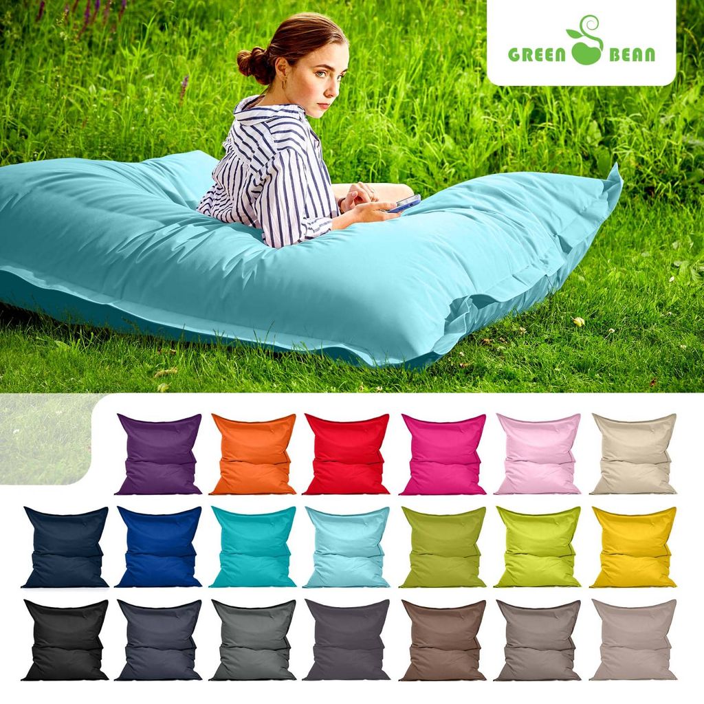 Green Bean Indoor Sitzsack "Square" 140x180cm mit 380 Liter EPS Perlen Füllung - für Kinder & Erwachsene - Aquamarin