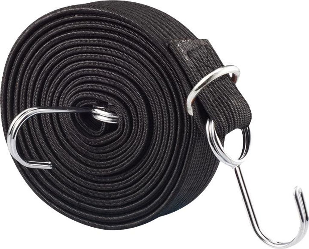 INF Elastischer Gepäckgurt mit Haken Schwarz 2 m