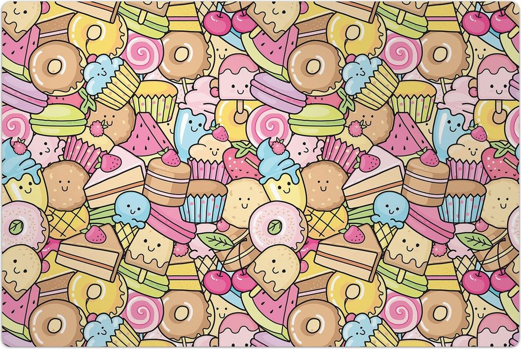 Küchenmatte 140x210 cm Vinylmatte Bodenmatte Dekoration - bunte süße Torte