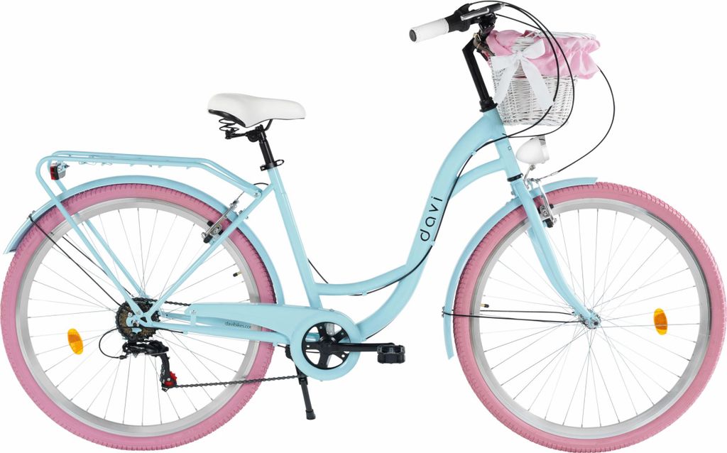 Damenfahrrad Davi Emma 28", 7 Gänge, 160-185 cm, Blau/Rosa Produktbild 