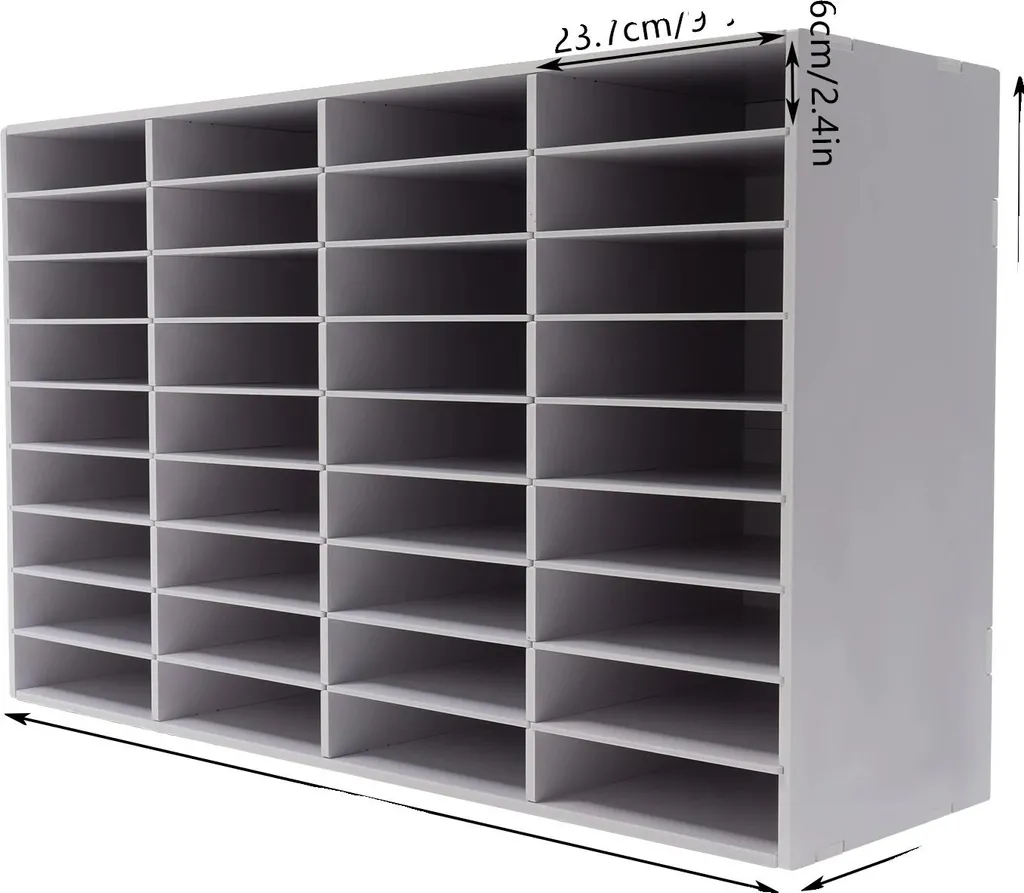 Organisateur de bureau blanc 36 slots, meuble de rangement robuste