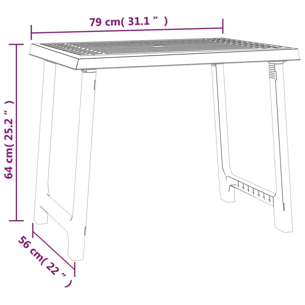 Table d'appoint en polypropylène blanc effet bois 79x56 cm résistante - 7