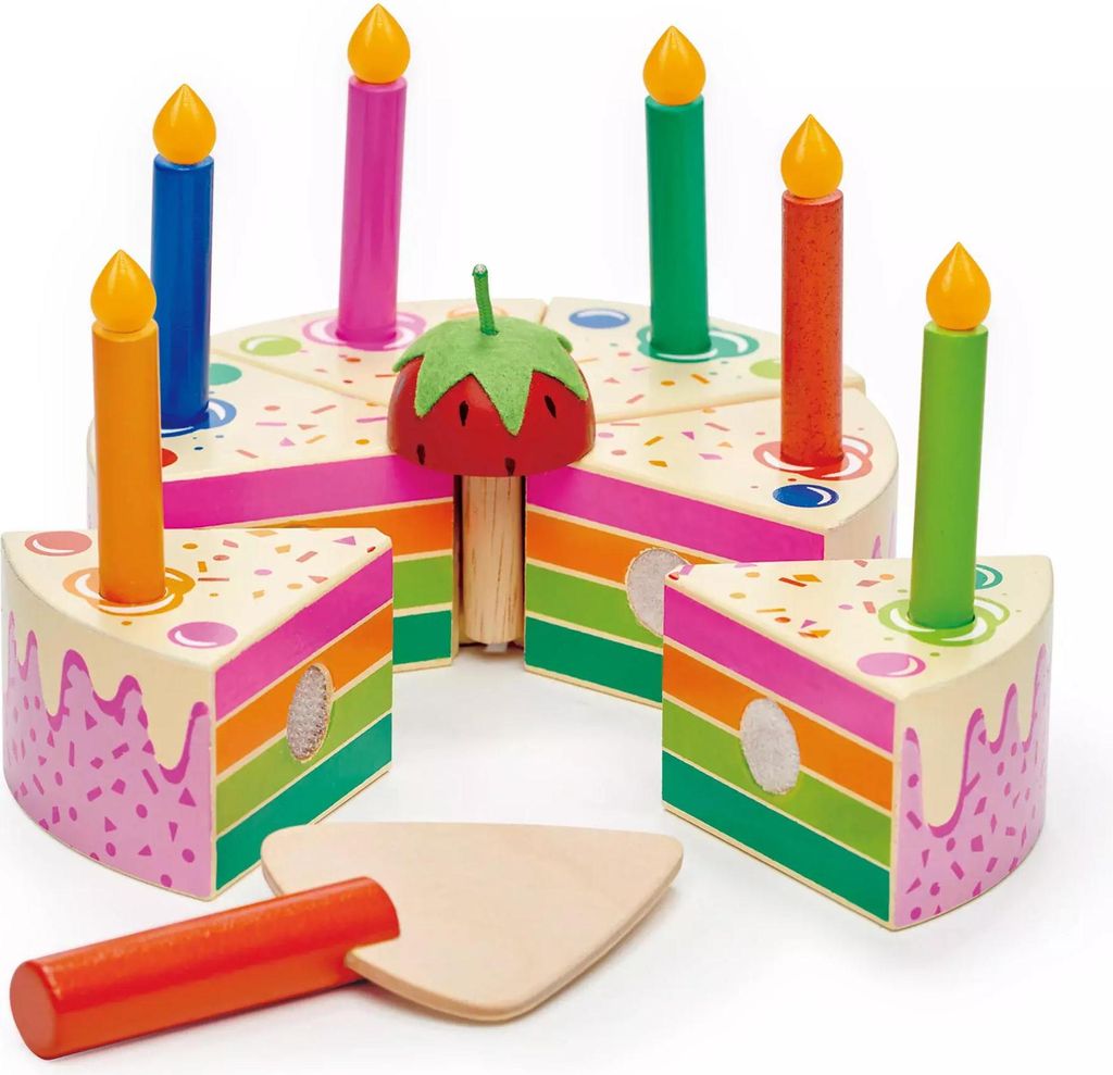 Tender Leaf Toys Geburtstagskuchen Regenbogen (Holz, Kinderspielzeug) 7508282