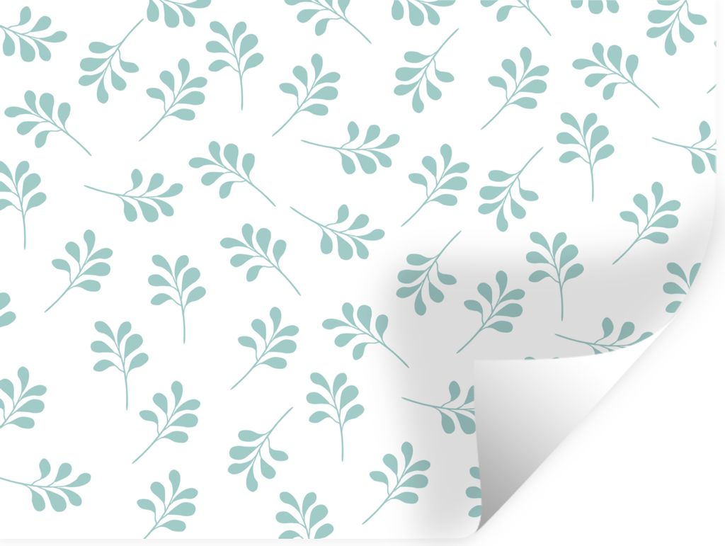 MuchoWow Wandtattoo Wandsticker Wandaufkleber Blätter - Muster - Blau 120x90 cm Selbstklebend und Repositionierbar - Aufkleber