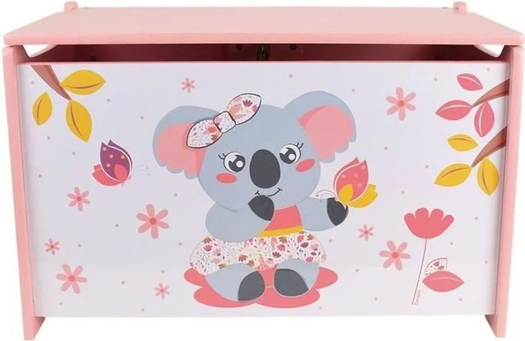 Rangement Enfant : Coffre Bois Fun House Mimi Koala Rose 40x58x36 cm
