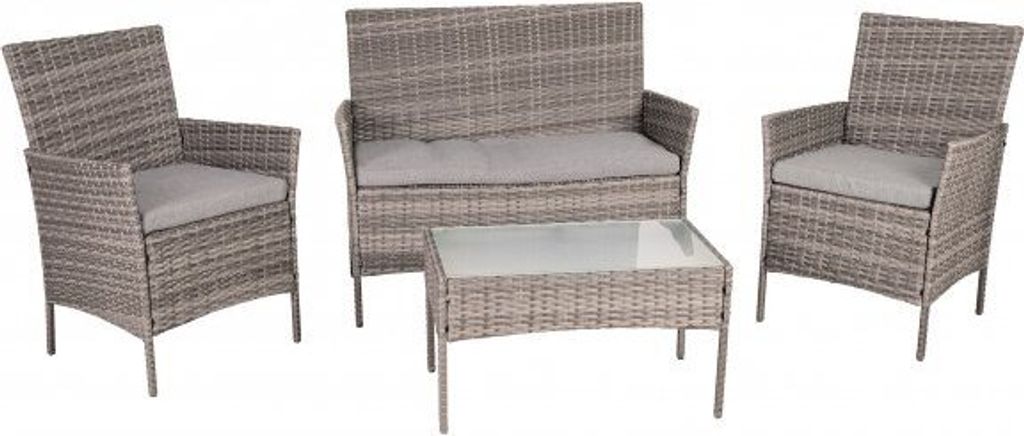 Greemotion Morelia, Braun, Grau, Transparent, Glas, Polyester, Polyethylen, Stahl, 4 Sitz(e), 71 cm, 41 cm, 39 cm