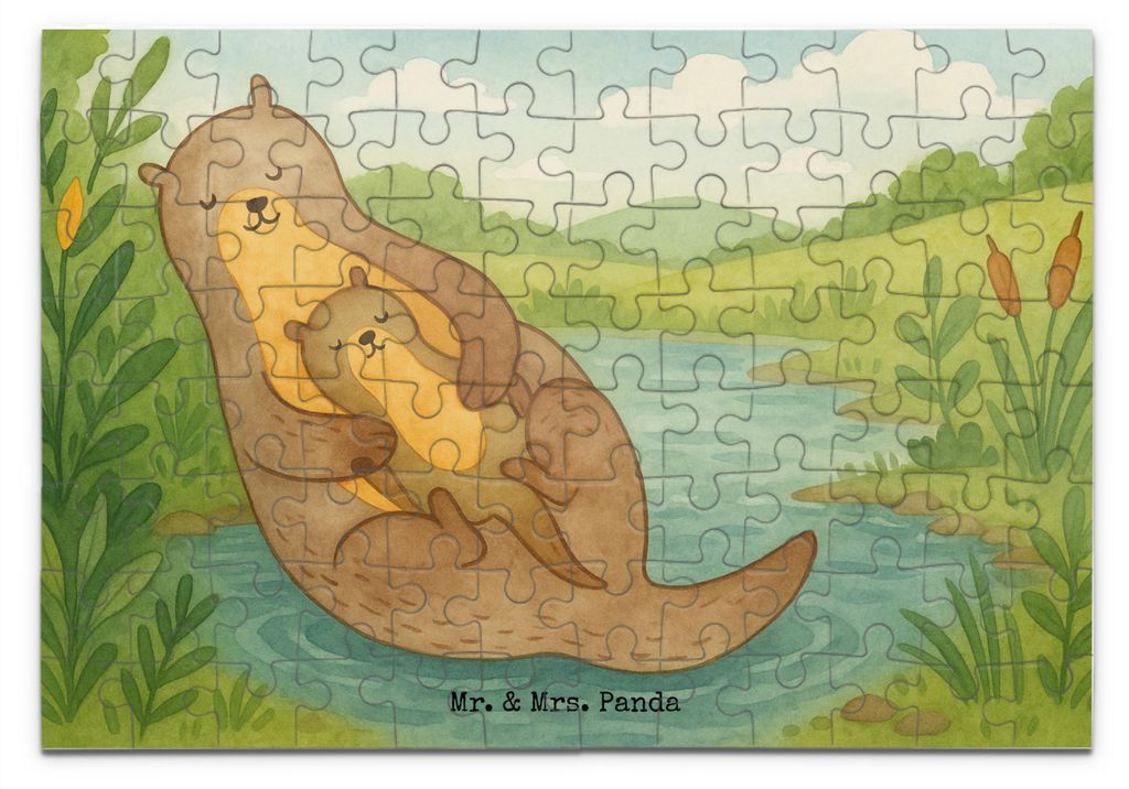 Mr. & Mrs. Panda Puzzle Otter Kind Design 96 Teile - Weiß - Geschenk, 300, Mama, Mutter, Familie, 2000, Baby, 1000, Tochter, 500, 1500