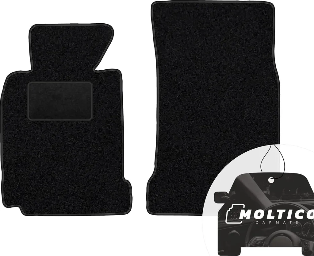moto-MOLTICO Tappetini anteriori per auto Velours Tappetini auto neri Set 2 pezzi adatto per BMW Serie 5 E60 E61 2003-2010