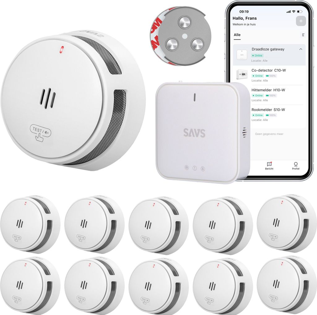 SAVS LinkSmart Intelligenter Rauchmelder-Bundle ohne Bohren Produktbild 