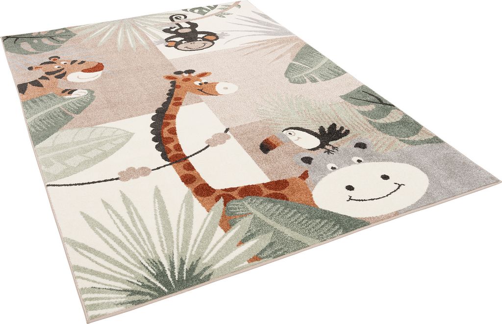 Kinder Teppich Tier und Phantasie Muster Super Soft, Größe:160x230 cm, Design:Tierwelt Mintgrün